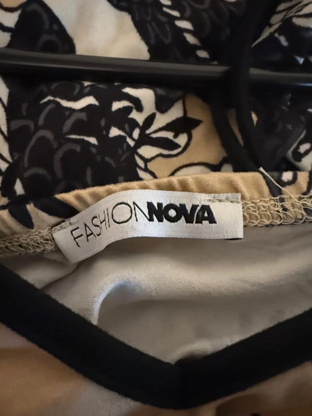 Fashion Nova Beige and Black Floral Dragon Maxi Dress - Picture 3 of 3